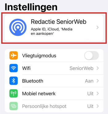 Apple ID op iPhone of iPad